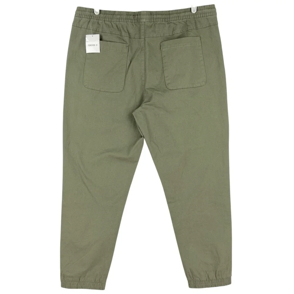 Forever 21 Men Olive Green Jogger Pants Size 2XL Elastic Waist w/Drawstring  NWT